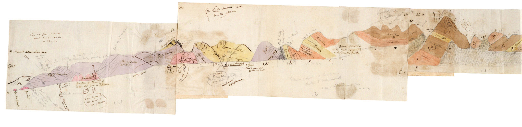 Charles Darwin Hand-drawn Section of Portillo Range