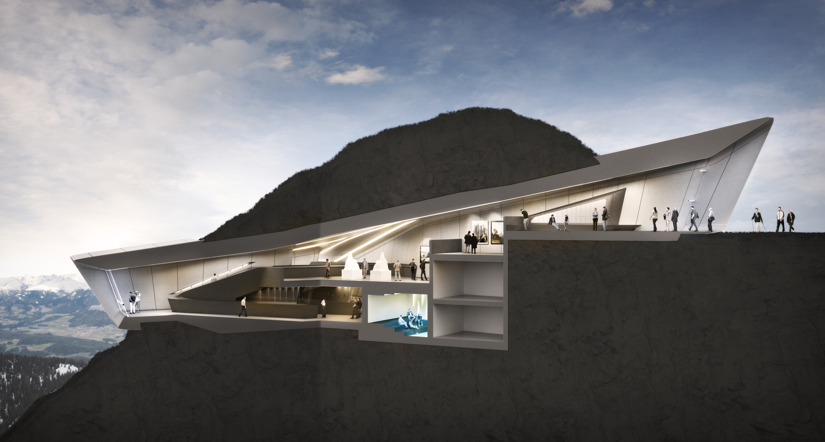 Messner Mountain Museum Corones section by Zaha Hadid Architects